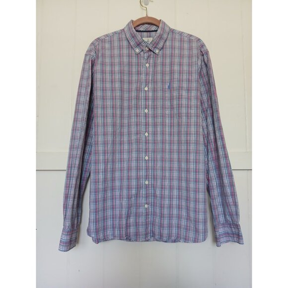 Johnnie-O Shirt Harbour Hangin' Out Button Mens XL Gemini Blue Plaid Long Sleeve - Picture 2 of 12